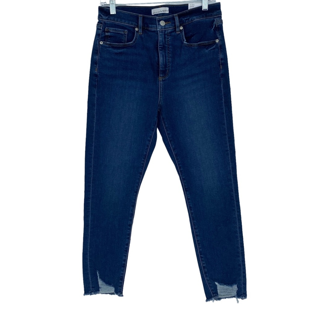 NWT LOFT high rise The Skinny raw frayed chewed hem jeans, 29